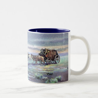 LATE AFTERNOON STAGECOACH by SHARON SHARPE Two-Tone Coffee Mug