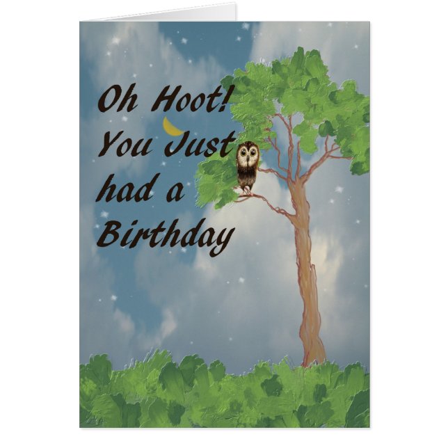 Late Birthday Card with Cute Burrowing Owl (Front)