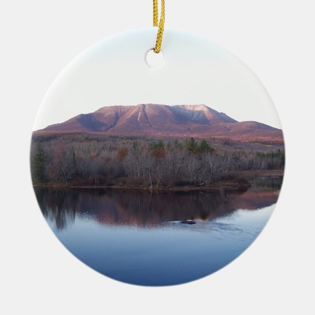 Late fall at Abol Bridge Ceramic Tree Decoration (Front)