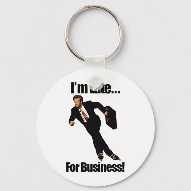 Late For Business Rollerblade Skater Meme Key Ring (Front)