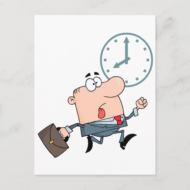 late for work funny cartoon postcard (Front)