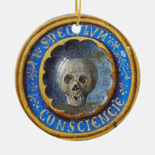 Late Mediaeval Manuscript Skull Ceramic Tree Decoration