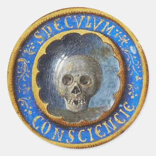 Late Mediaeval Manuscript Skull  Classic Round Sticker