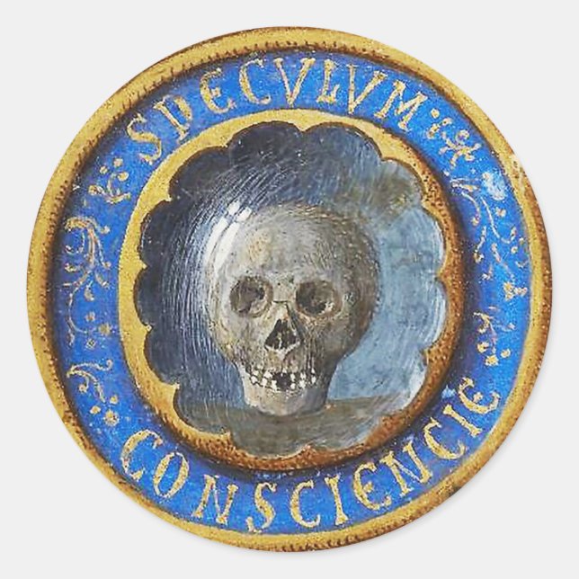 Late Mediaeval Manuscript Skull  Classic Round Sticker (Front)