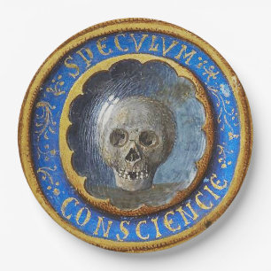 Late Mediaeval Manuscript Skull Paper Plate