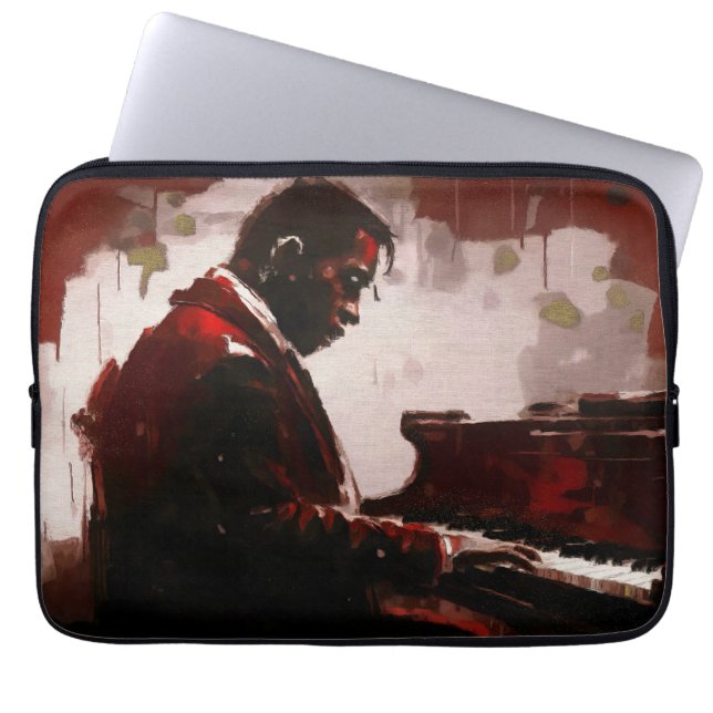 Late night bar pianist laptop sleeve (Front)
