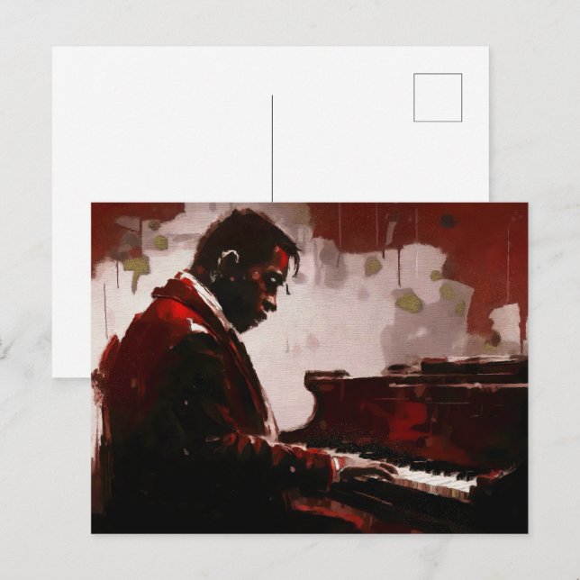 Late night bar pianist postcard (Front/Back)