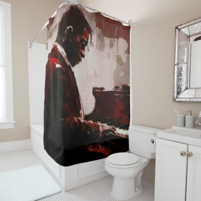 Late night bar pianist shower curtain (In Situ)