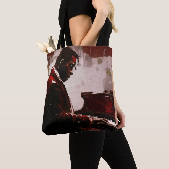 Late night bar pianist tote bag (Close Up)