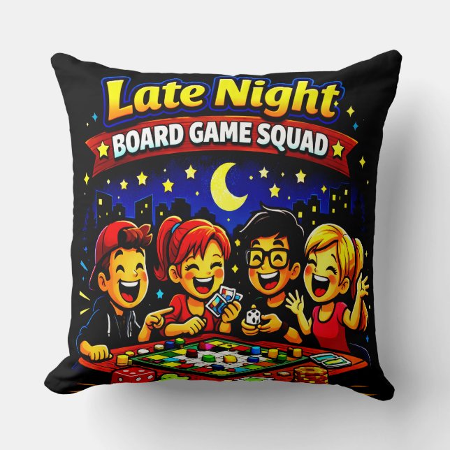 Late night board game squad  cushion (Front)
