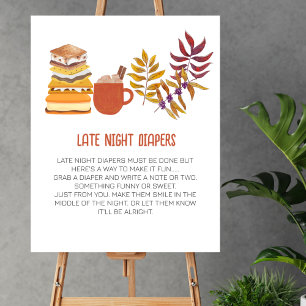 Late Night Diaper Game Smore Campfire Baby Shower  Poster