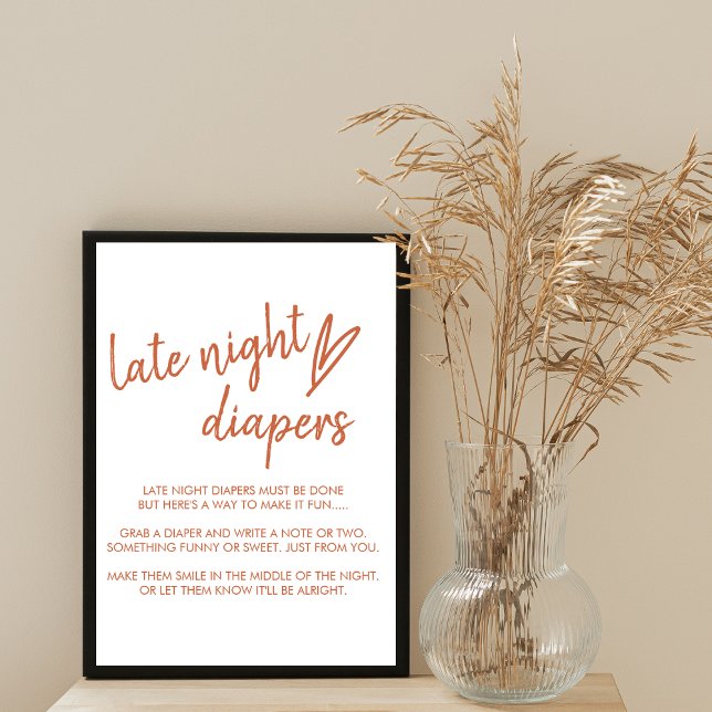 Late Night Diaper Sign Boho Heart Terracotta (Creator Uploaded)