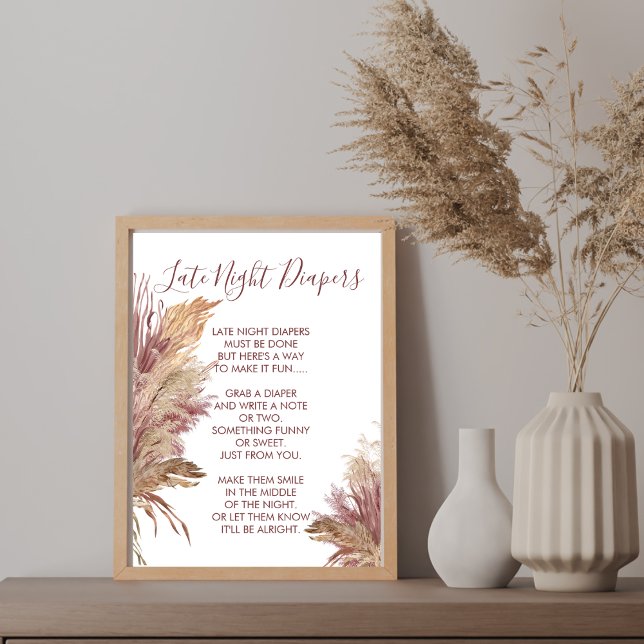 Late Night Diaper Sign Pampas Grass Mauve Pink (Creator Uploaded)