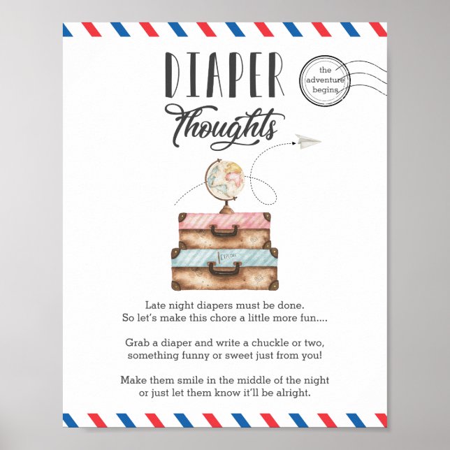 Late Night Diaper Thoughts Baby Shower Game Poster (Front)