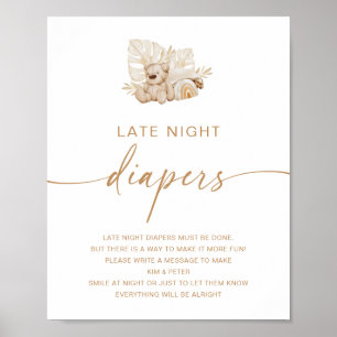 Late Night Diapers Baby Shower Activity Poster