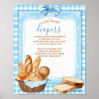 Late Night Diapers Baby Shower Game | Bakery Blue Poster