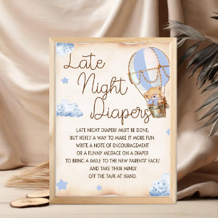 Late Night Diapers Baby Shower Game Sign