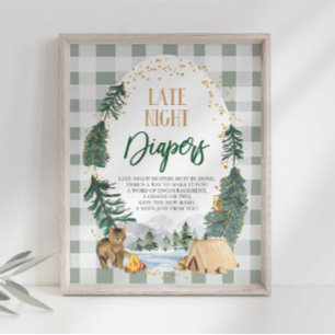 Late Night Diapers Baby Shower Sign