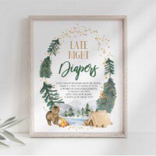 Late Night Diapers Baby Shower Sign