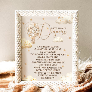 Late Night Diapers Bear Balloon Theme Game Sign