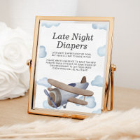 Late Night Diapers Blue Aeroplane Baby Shower