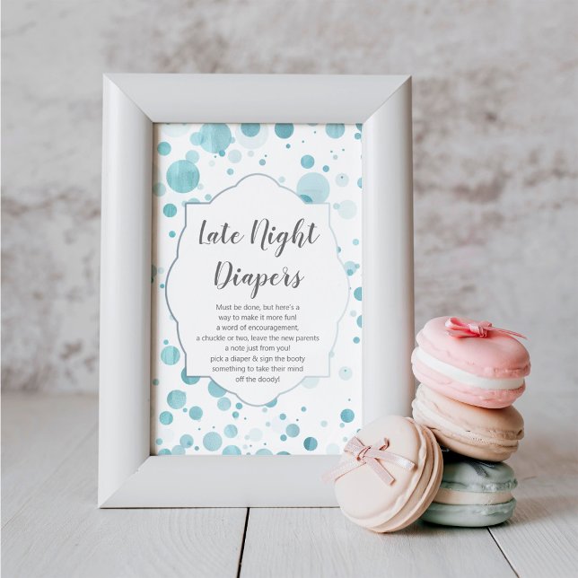 Late Night Diapers Blue Sign, Cute Baby Boy Shower Poster (Creator Uploaded)