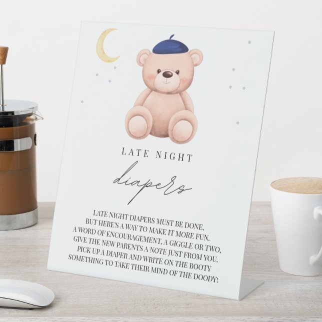 Late Night Diapers Bonjour Bebe French Baby Shower Pedestal Sign (In SItu)