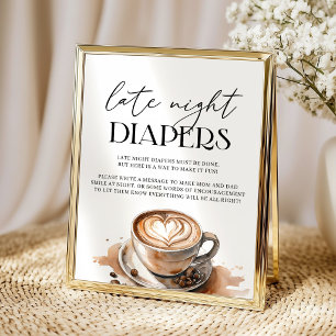 Late Night Diapers Coffee Baby Shower  Poster