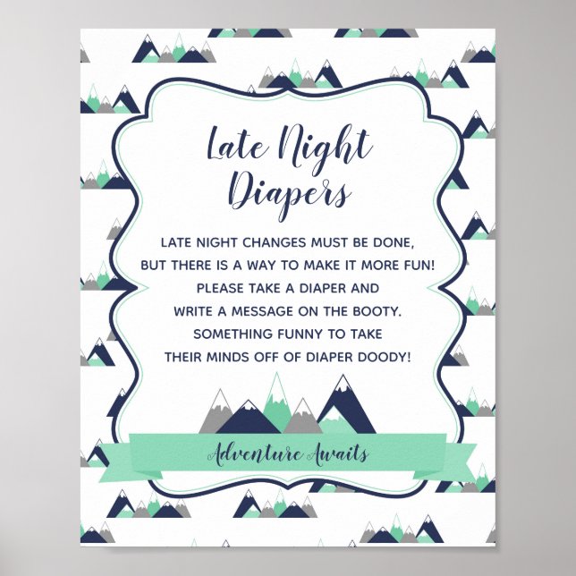 Late Night Diapers Game Sign (Front)