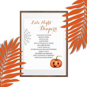 Late Night Diapers Halloween Baby Shower Game Poster