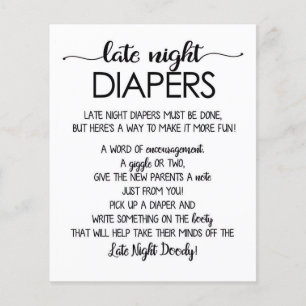 Late Night Diapers Printable, Rustic Baby Shower