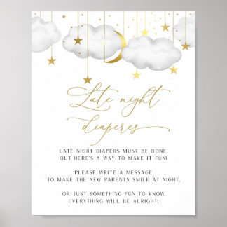 Late Night Diapers Sign, Baby Shower Game Poster