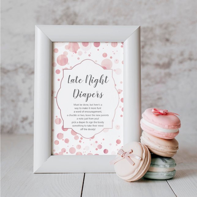 "Late Night Diapers" Sign, Sweet Baby Girl Shower Poster (Creator Uploaded)