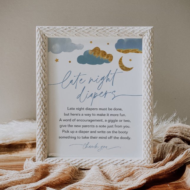 Late Night Diapers Twinkle Star Baby Shower Boy Poster (Creator Uploaded)