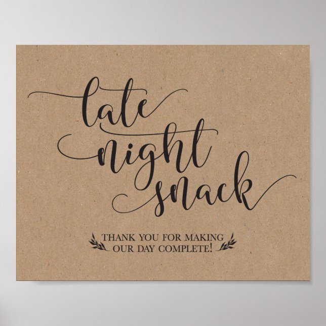 Late Night Snacks Favour Sign (Front)