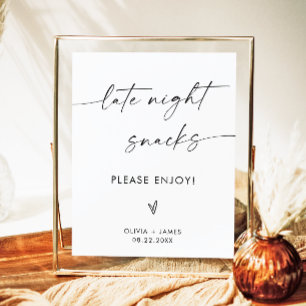 Late Night Snacks Wedding Sign, Wedding Snack Bar Poster