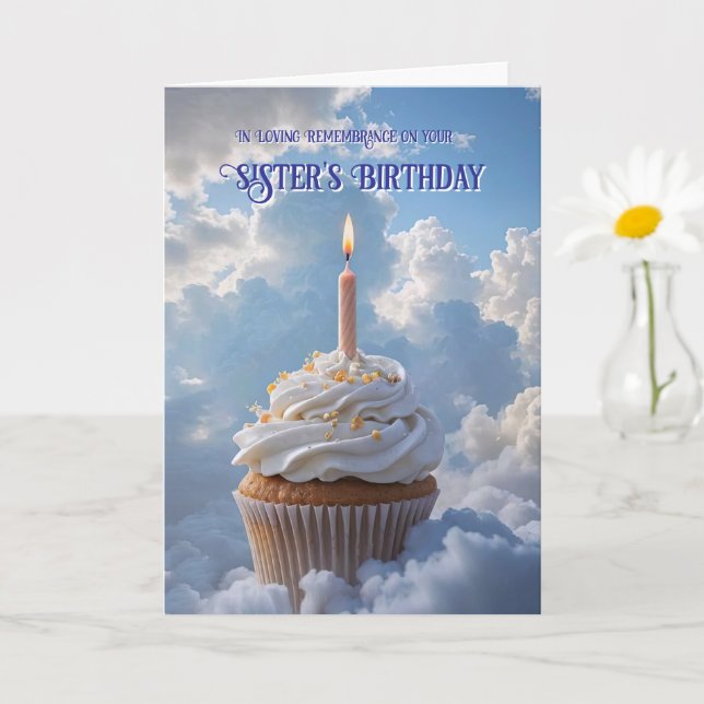 Late Sister Birthday Remembrance Heavenly Card (Small Plant)
