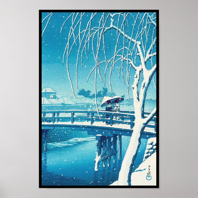Late Snow Along Edo River hasui kawase winter art Poster (Front)