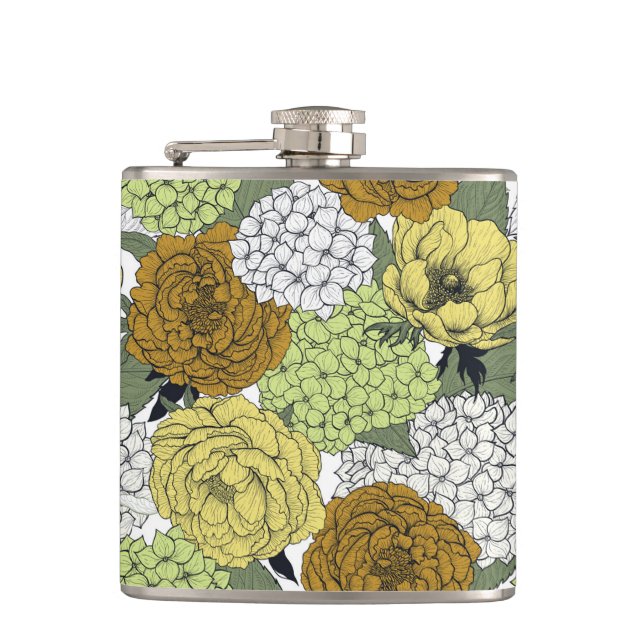 Late spring garden 2 hip flask (Front)