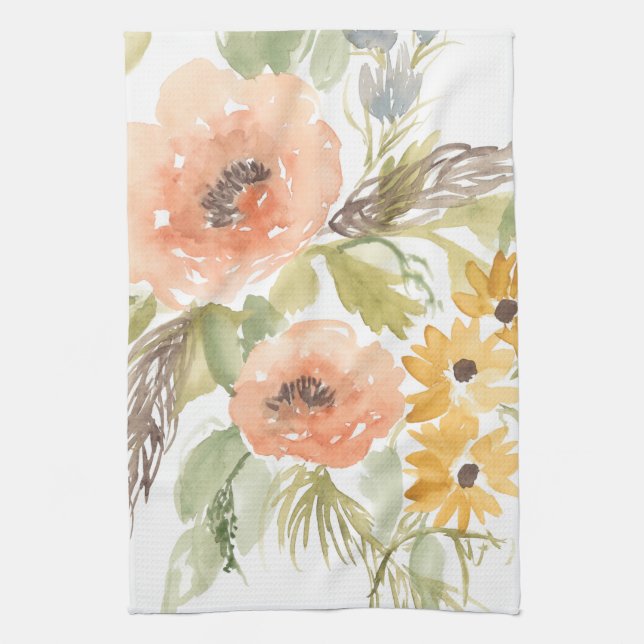 Late Summer Flowers I Tea Towel (Vertical)