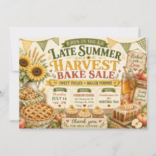 Late Summer Harvest Sunflower Apple Bake Sale Invitation