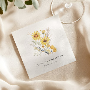 Late Summer Sunflower Wedding Napkin