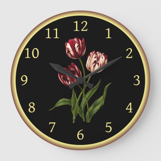 Late Tulip 001 ~ Botanical Art ~  Large Clock (Front)