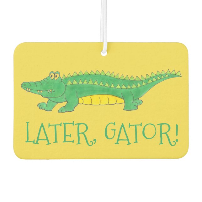 Later Gator Green Yellow Alligator Croc Crocodile Car Air Freshener (Front)