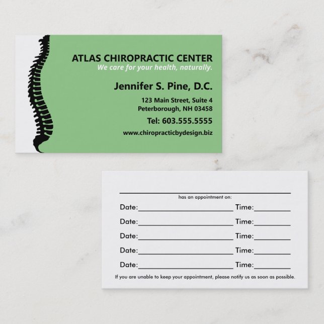 Lateral Spine Chiropractor Multiple Appointment Card (Front/Back)