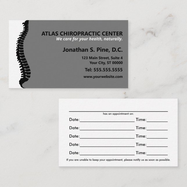 Lateral Spine Chiropractor Multiple Appointment Card (Front/Back)