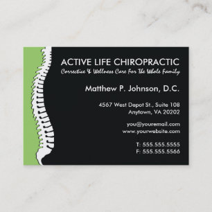 Lateral Spine (Green) Oversized Chiropractor Business Card