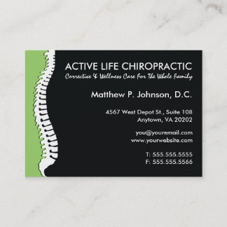 Lateral Spine (Green) Oversized Chiropractor Business Card