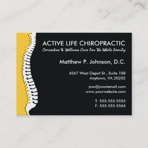 Lateral Spine (Yellow) Oversized Chiropractor Business Card