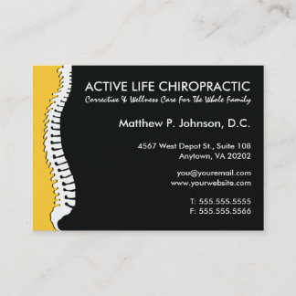 Lateral Spine (Yellow) Oversized Chiropractor Business Card